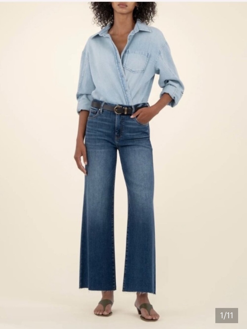 Kut From The Kloth Meg Fab Ab Wide Leg Raw Edge Hem Jeans Size 10